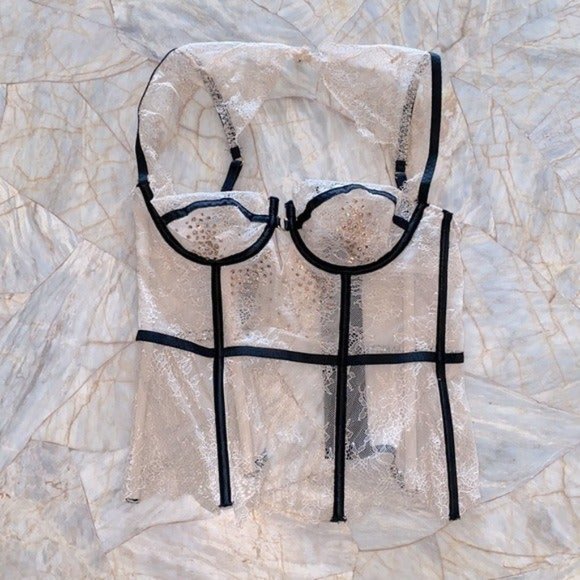 Rare VS Fashion Show 2014 Embellished Gold Corset Swarovski Crystals Size 34C - Picture 5 of 10